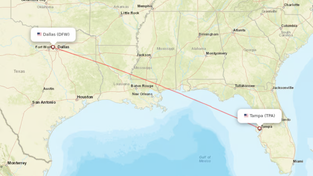 direct flights from dallas to tampa