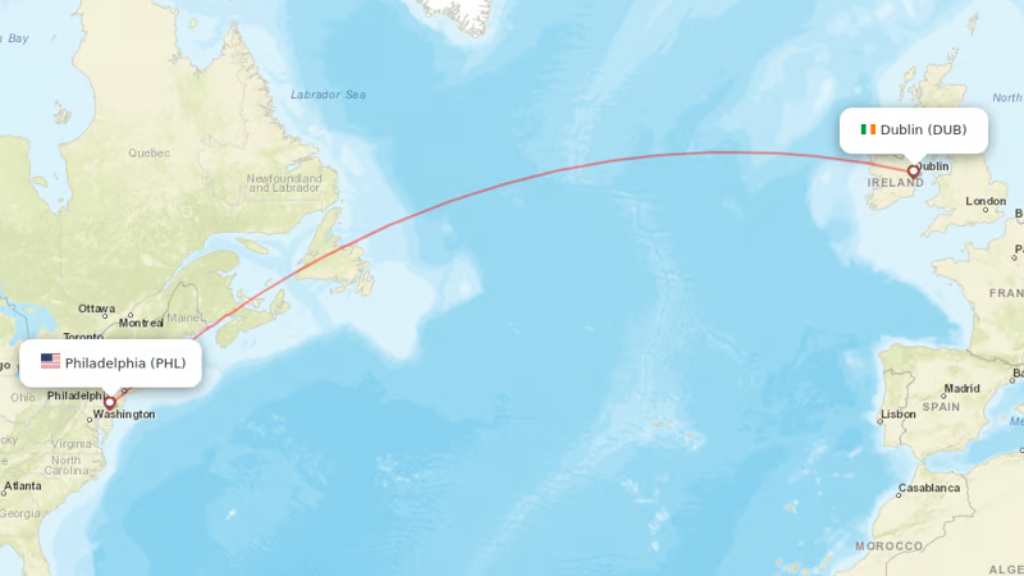 direct flights from dublin to philadelphia