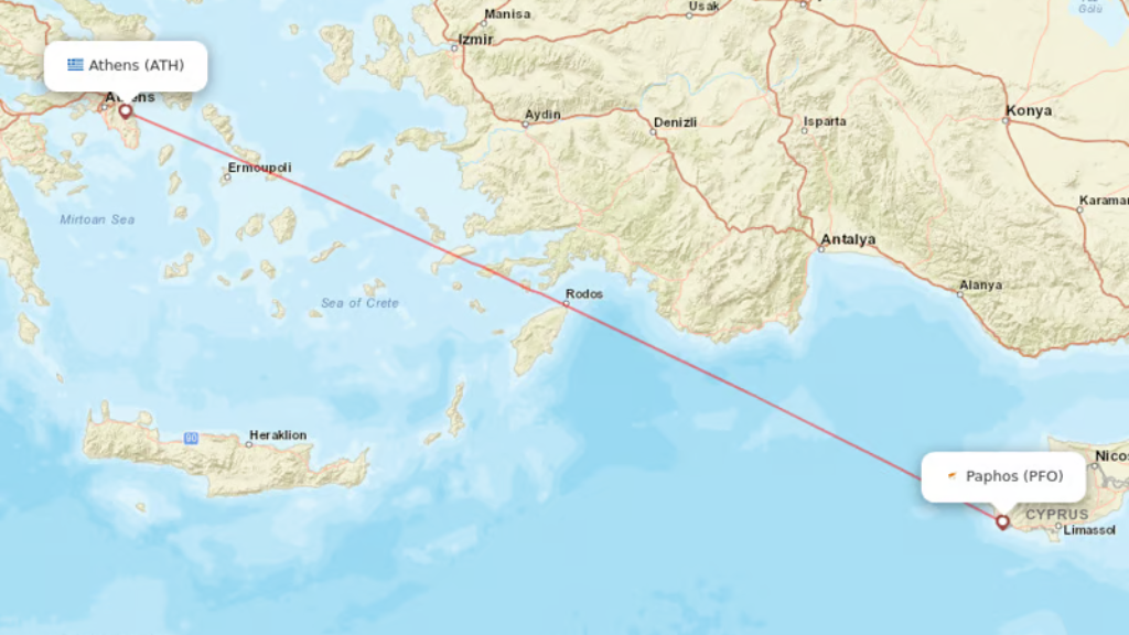 direct flights from athens to paphos