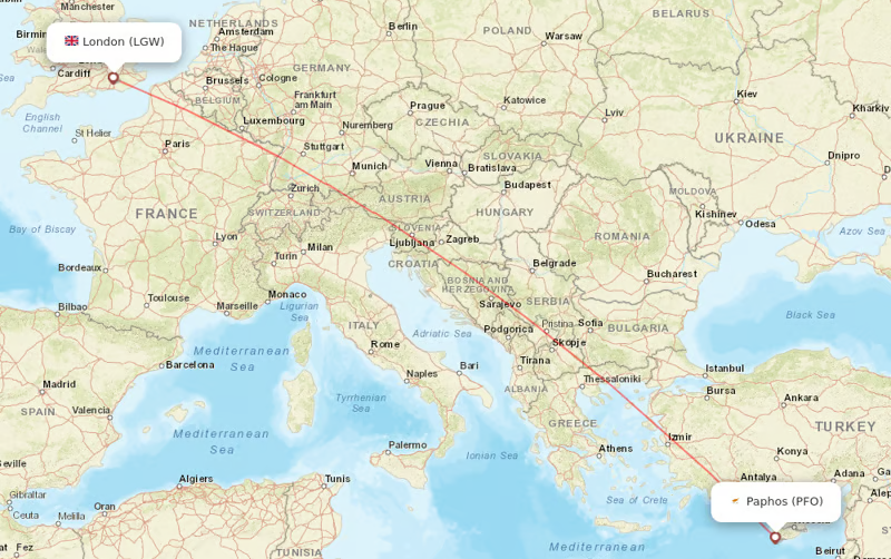 Find all direct flights to Paphos, Cyprus