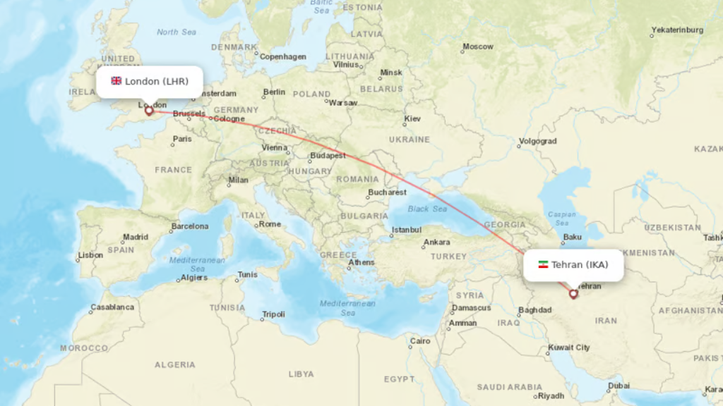 direct flights from london to tehran