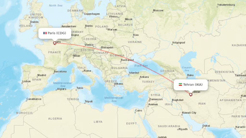 direct flights from paris to tehran