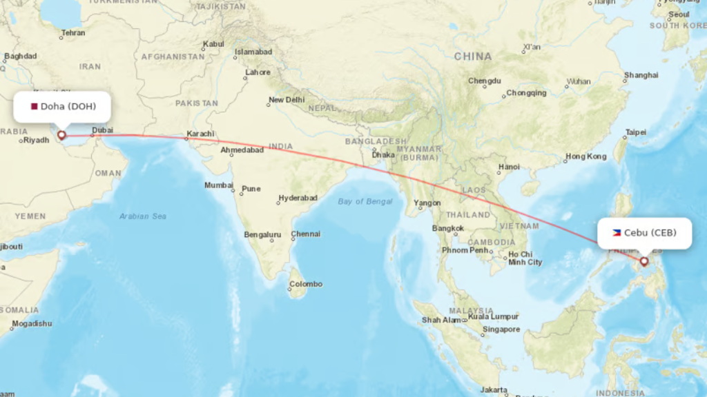 direct flights from doha to cebu