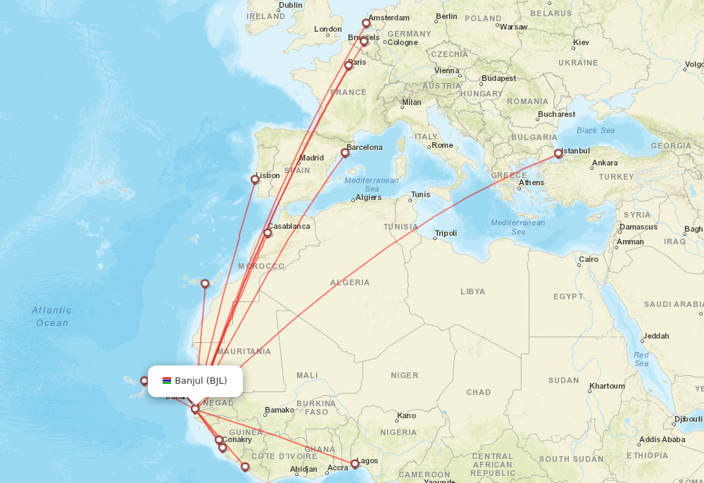 all direct flights to banjul
