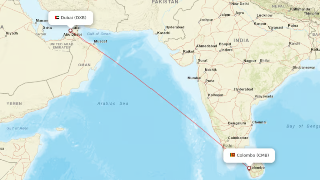 direct flights from dubai to columbo