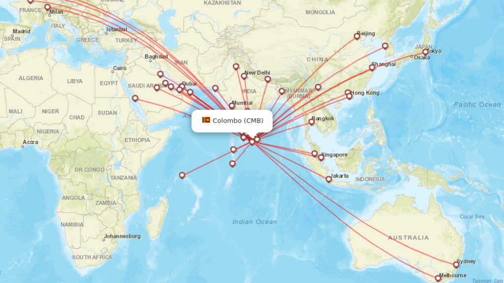 all direct flights to colombo