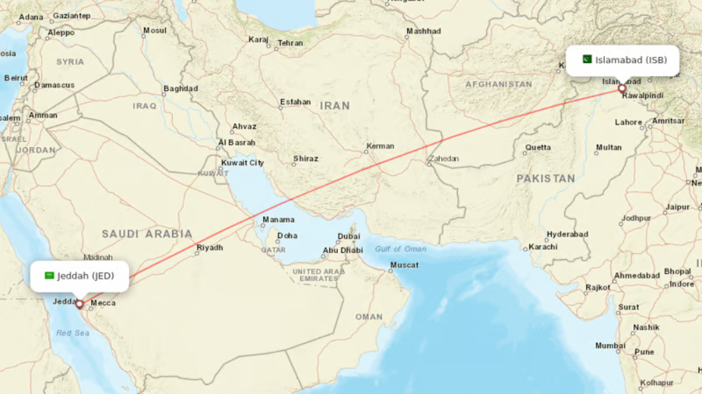 direct flights from jeddah to islamabad