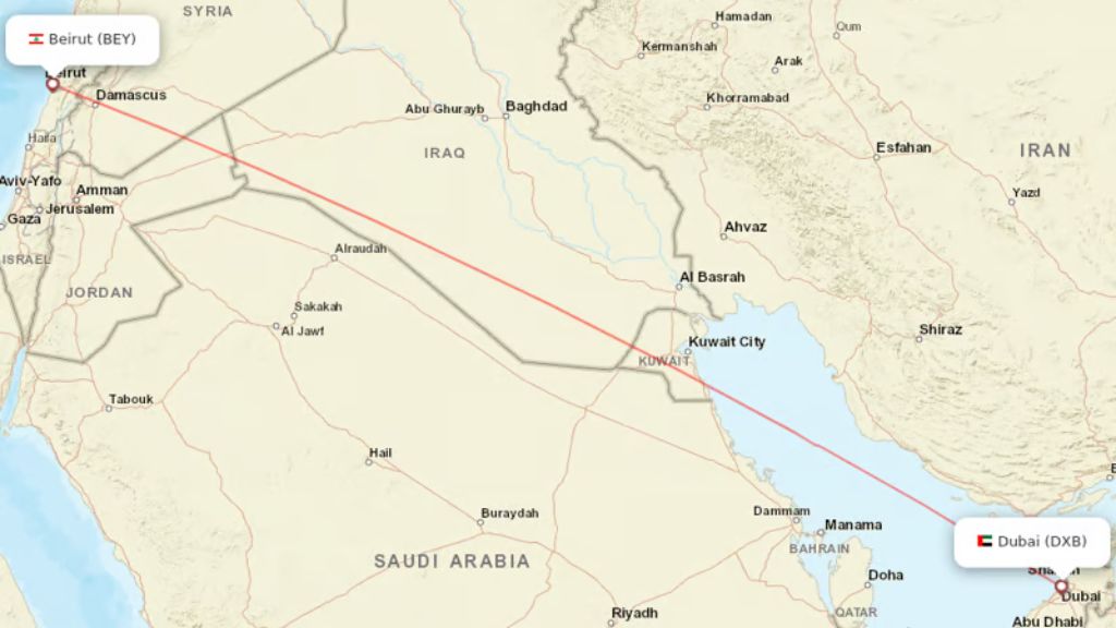 direct flights from dubai to beirut