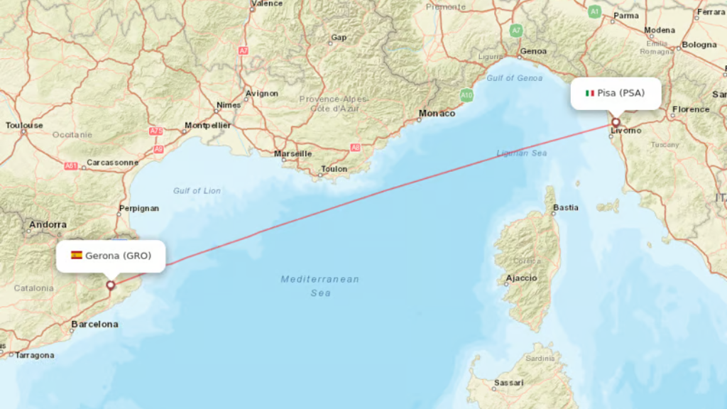 direct flights from pisa to girona