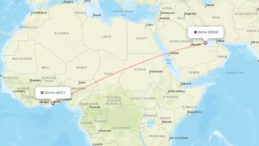 direct flights from doha to accra