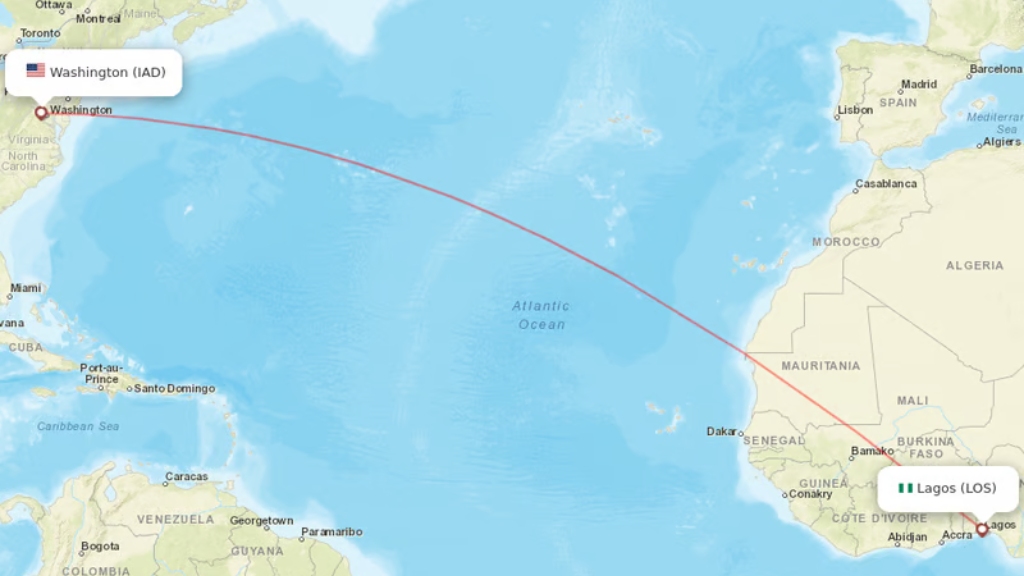 direct flights from washington to lagos