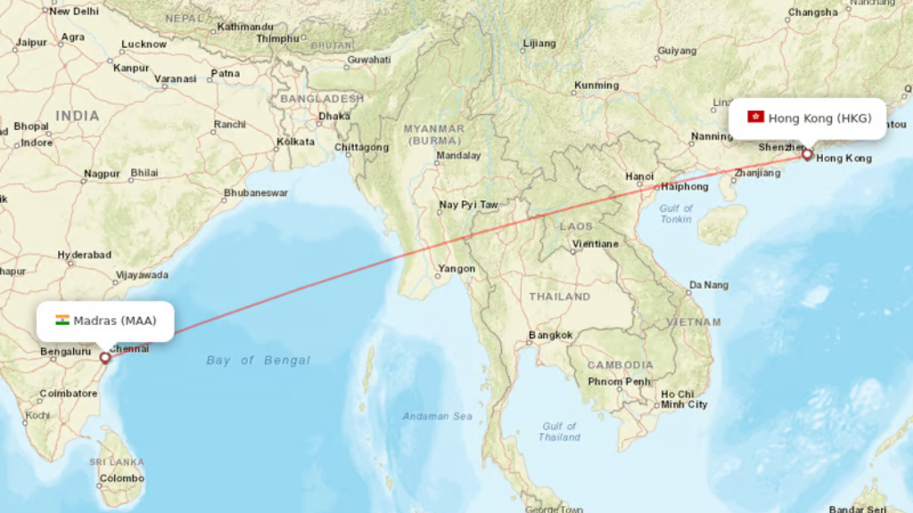 direct flights from hong kong to chennai