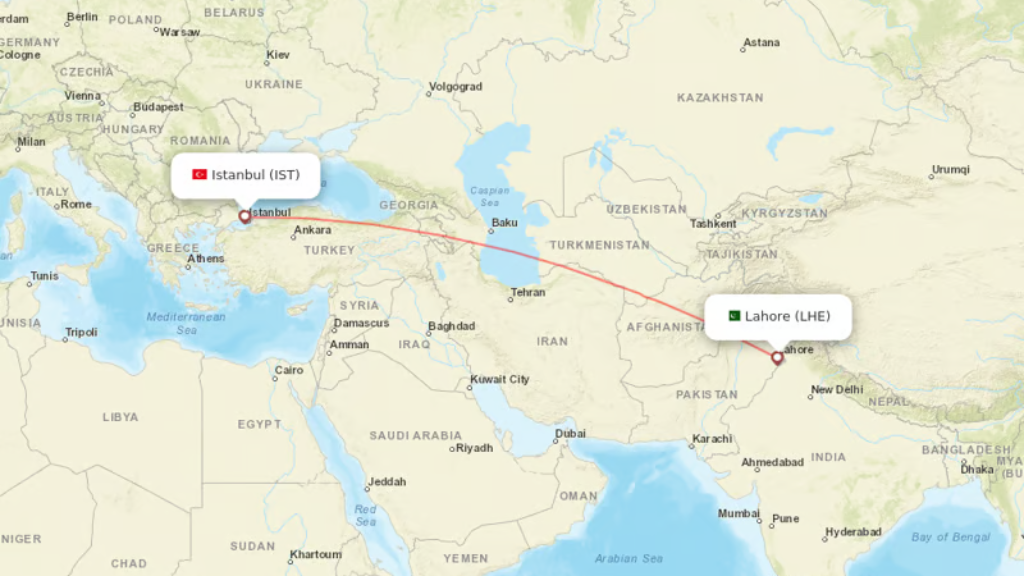 direct flights from istanbul to lahore