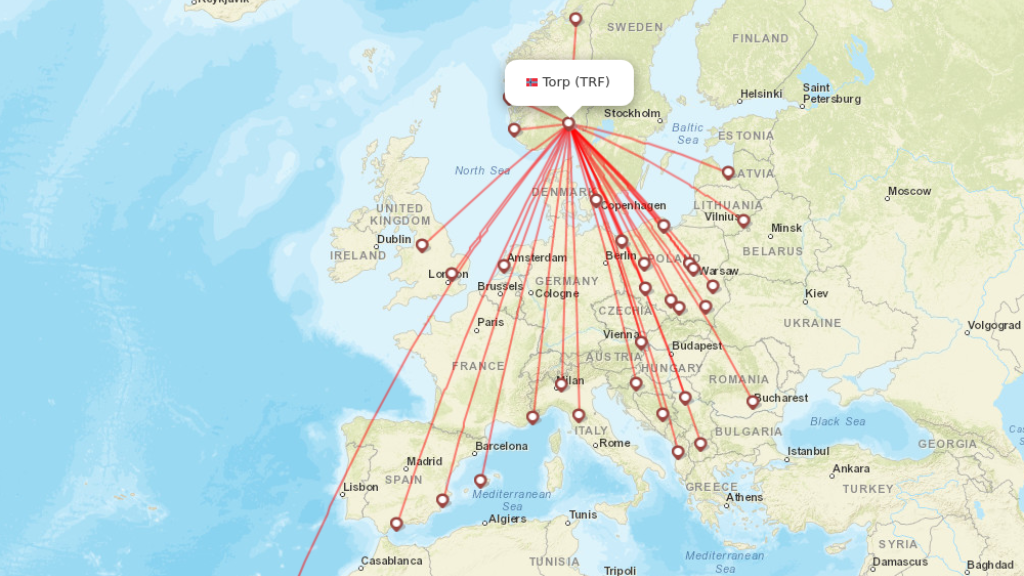 all direct flights to sandefjord