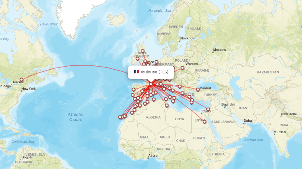 all direct flights to toulouse