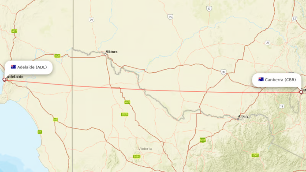 direct flights from adelaide to canberra