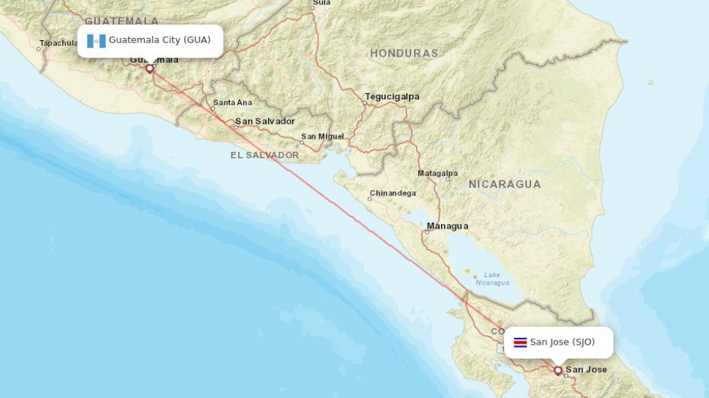 direct flights from guatemala city to san jose