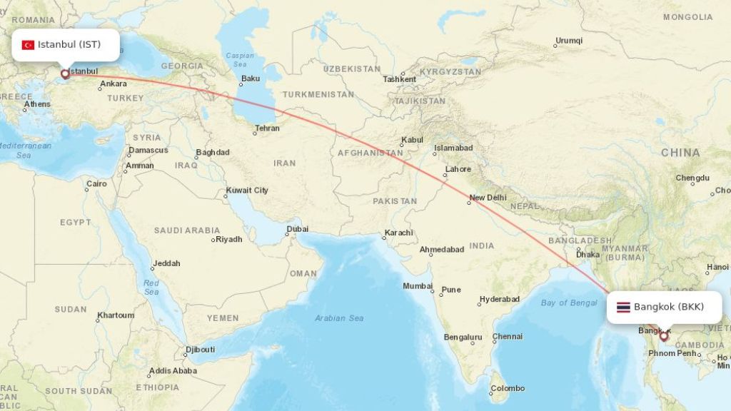 direct flights from istanbul to bangkok thailand