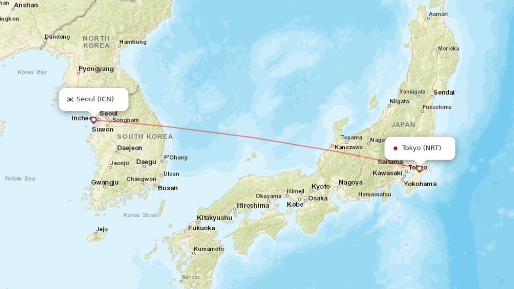 direct flights from tokyo to seoul